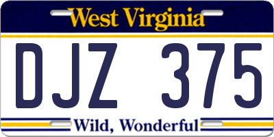 WV license plate DJZ375