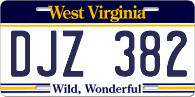 WV license plate DJZ382