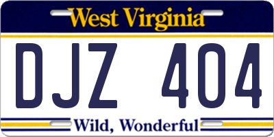 WV license plate DJZ404