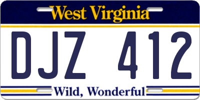 WV license plate DJZ412