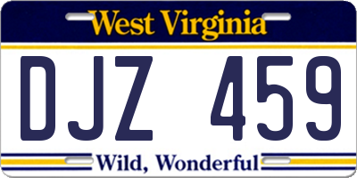 WV license plate DJZ459