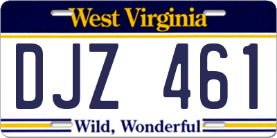 WV license plate DJZ461