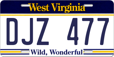 WV license plate DJZ477