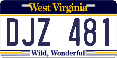 WV license plate DJZ481