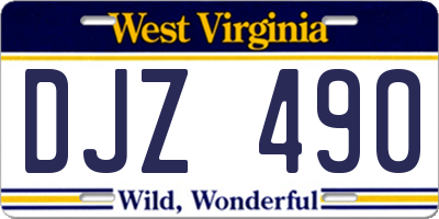 WV license plate DJZ490