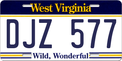 WV license plate DJZ577