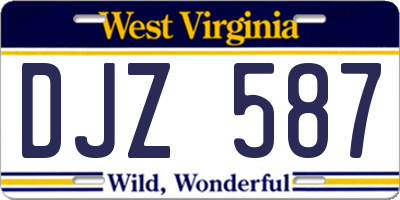 WV license plate DJZ587
