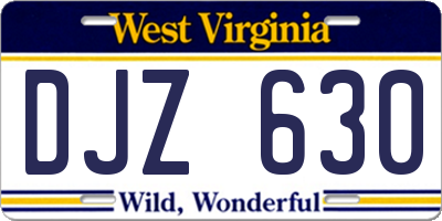 WV license plate DJZ630