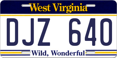 WV license plate DJZ640