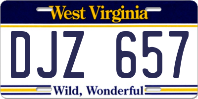 WV license plate DJZ657