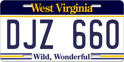 WV license plate DJZ660