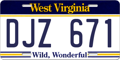 WV license plate DJZ671
