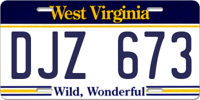 WV license plate DJZ673