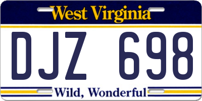 WV license plate DJZ698