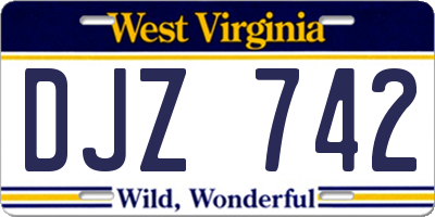 WV license plate DJZ742