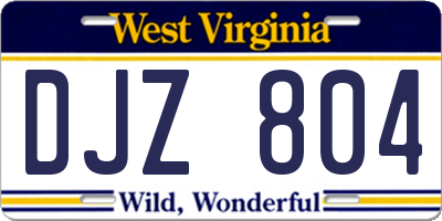 WV license plate DJZ804