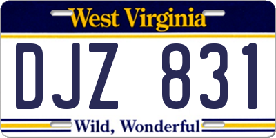WV license plate DJZ831