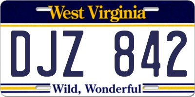 WV license plate DJZ842
