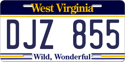 WV license plate DJZ855