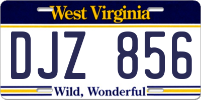 WV license plate DJZ856