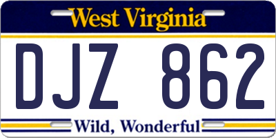WV license plate DJZ862