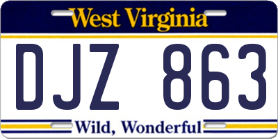 WV license plate DJZ863