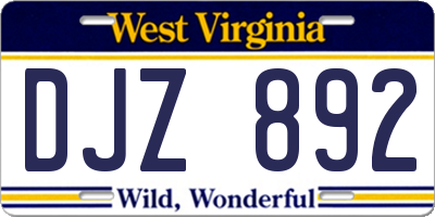 WV license plate DJZ892