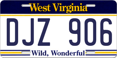 WV license plate DJZ906