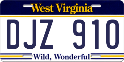 WV license plate DJZ910