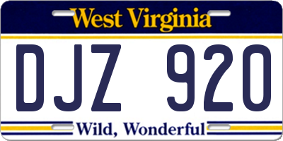 WV license plate DJZ920