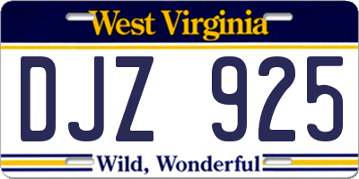 WV license plate DJZ925