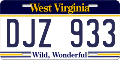 WV license plate DJZ933