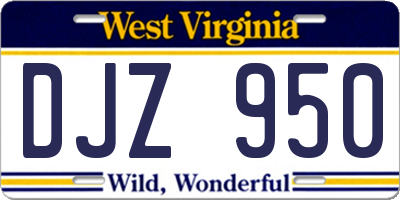 WV license plate DJZ950