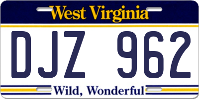 WV license plate DJZ962