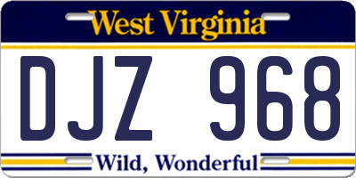 WV license plate DJZ968