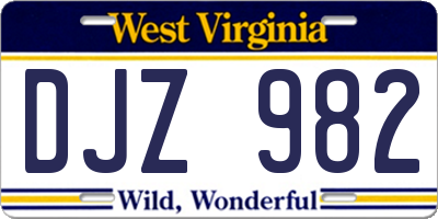 WV license plate DJZ982