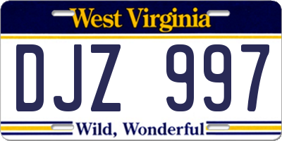 WV license plate DJZ997