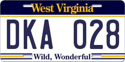 WV license plate DKA028