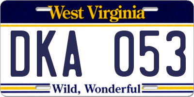 WV license plate DKA053