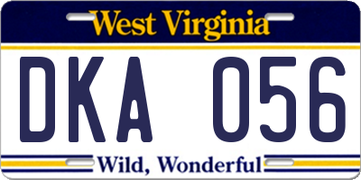 WV license plate DKA056