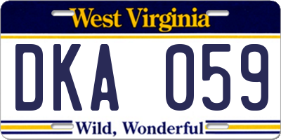 WV license plate DKA059