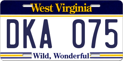 WV license plate DKA075