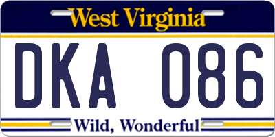 WV license plate DKA086