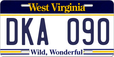 WV license plate DKA090