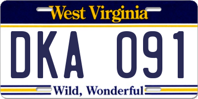 WV license plate DKA091