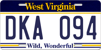 WV license plate DKA094
