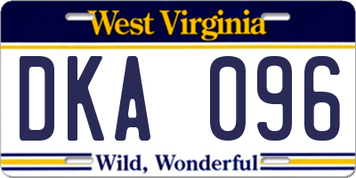 WV license plate DKA096