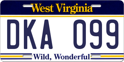 WV license plate DKA099