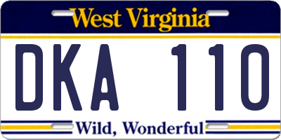 WV license plate DKA110
