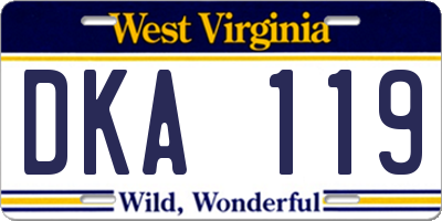 WV license plate DKA119